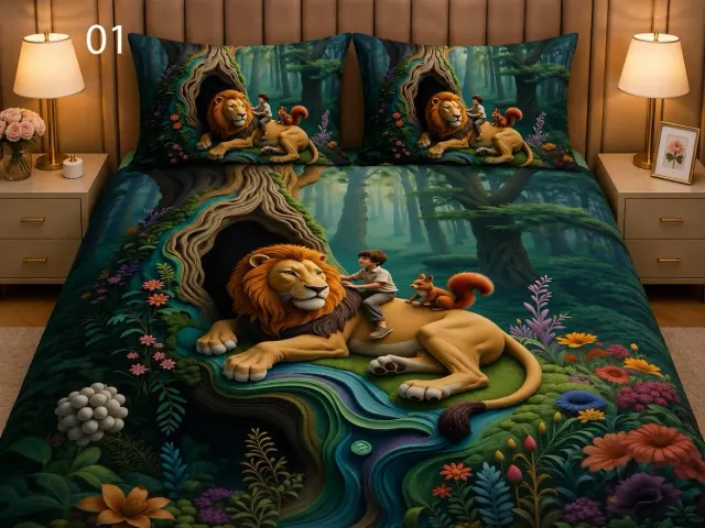 Jungle Lion Den Bedsheet Set