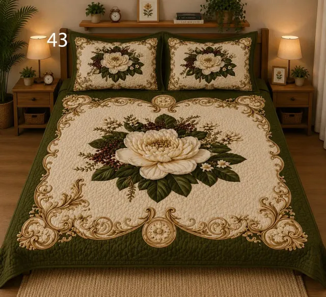 Olive Heritage Rose Bedsheet Set