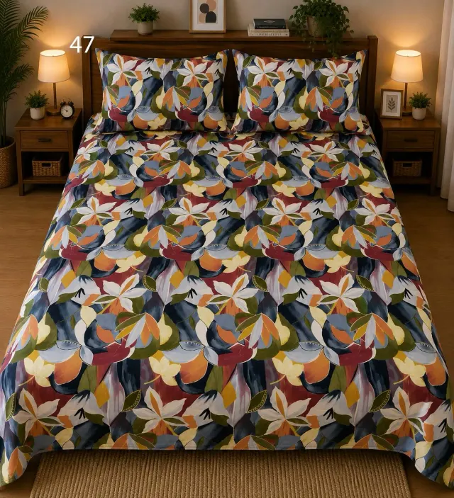 Tropical Leaf Mosaic Bedsheet Set