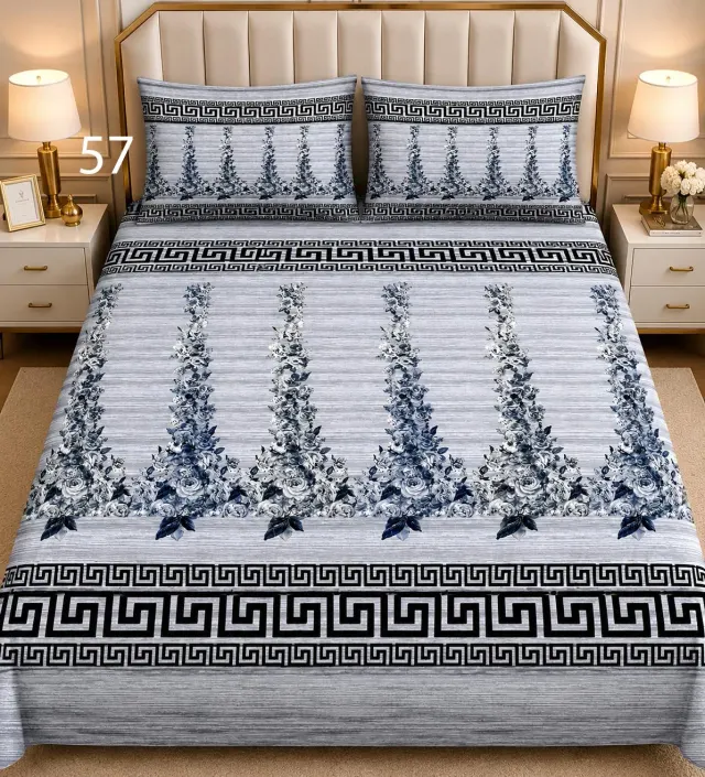 Grey Greek Key Bedsheet Set