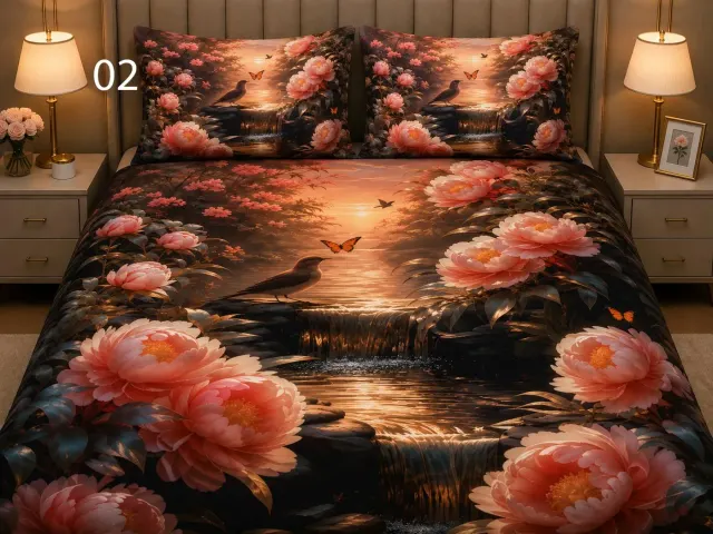 Sunset Peony Bedsheet Set