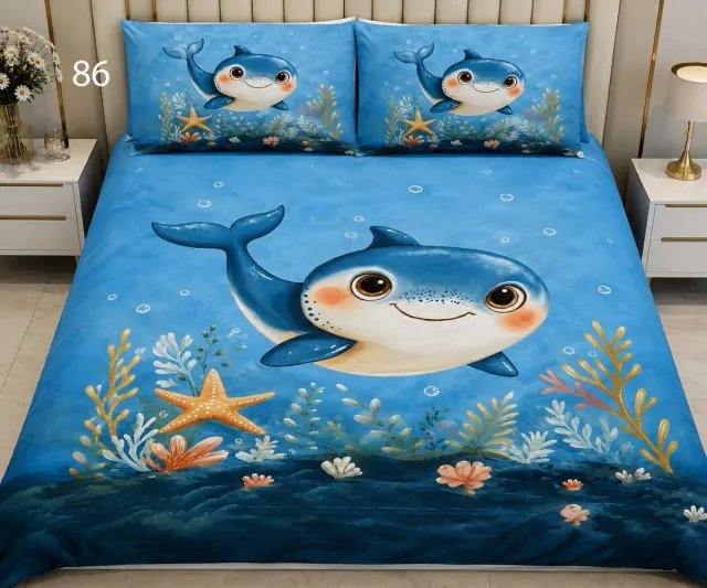 Happy Whale Bedsheet Set