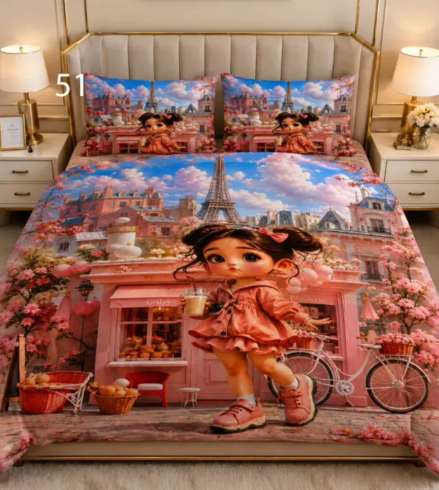 Paris Girl Bedsheet Set