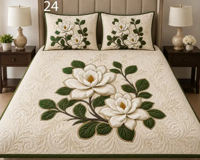 Ivory Magnolia Bedsheet Set