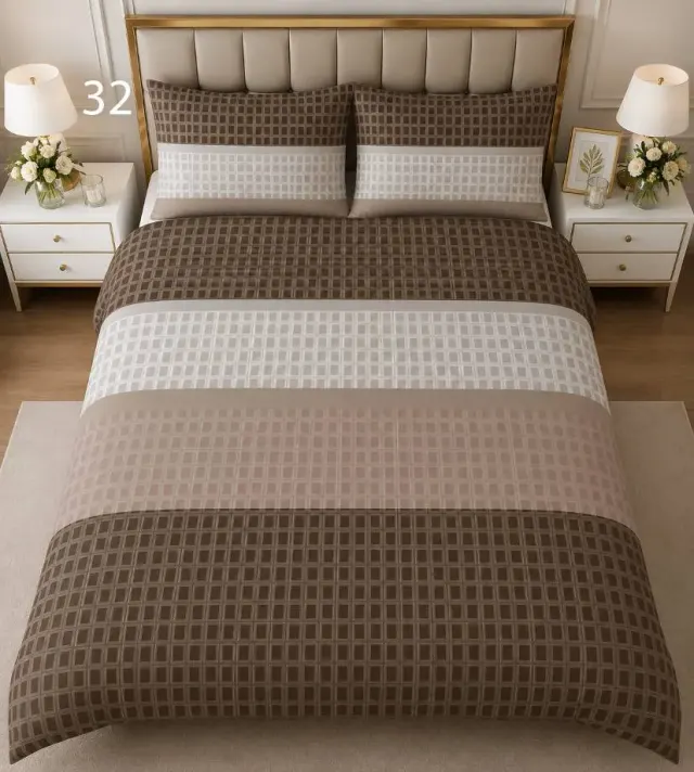 Mocha Waffle Stripe Bedsheet Set