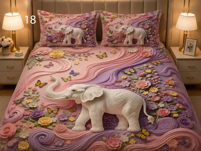 Pink Elephant Swirl Bedsheet Set